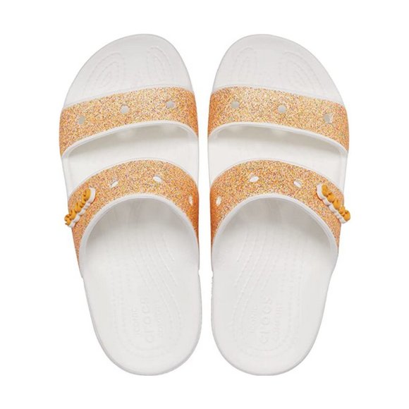NEW Size 7 Womens Classic Crocs Glitter Sandal Slides, Orange Sorbet - Picture 3 of 7
